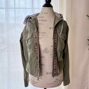 Free People Textured Gray Pullover with Copper Logo Tab